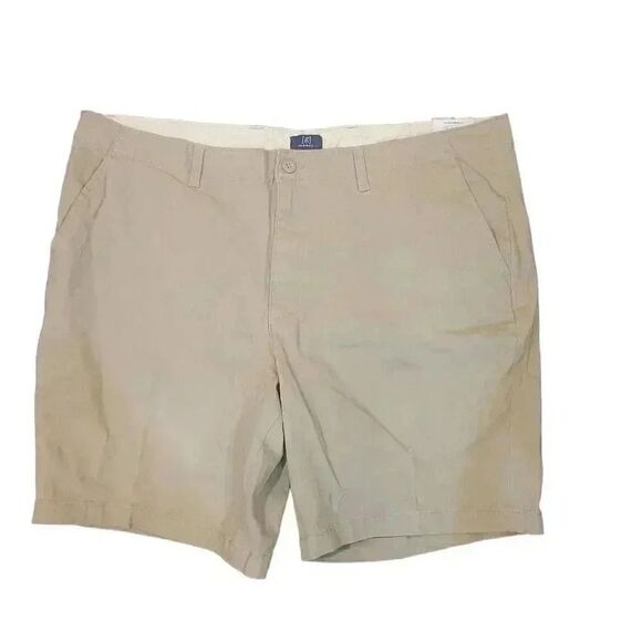 George Men's Tan Stone Wash Cotton/Spandex Flat Front Above the Knee Shorts NEW - Picture 3 of 7